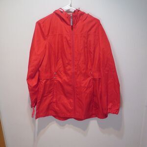 Jones New York Windbreaker Hood Front Zipper